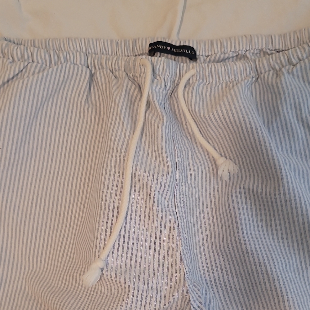 Women's Light Blue Striped Drawstring Pants - Picture 3 of 5